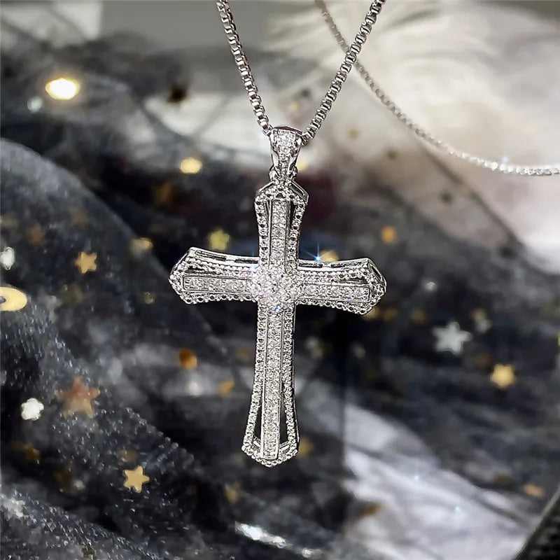 DRAVEN — CZ Stone Cross Necklace – Luxury Silver Jewelry for Women