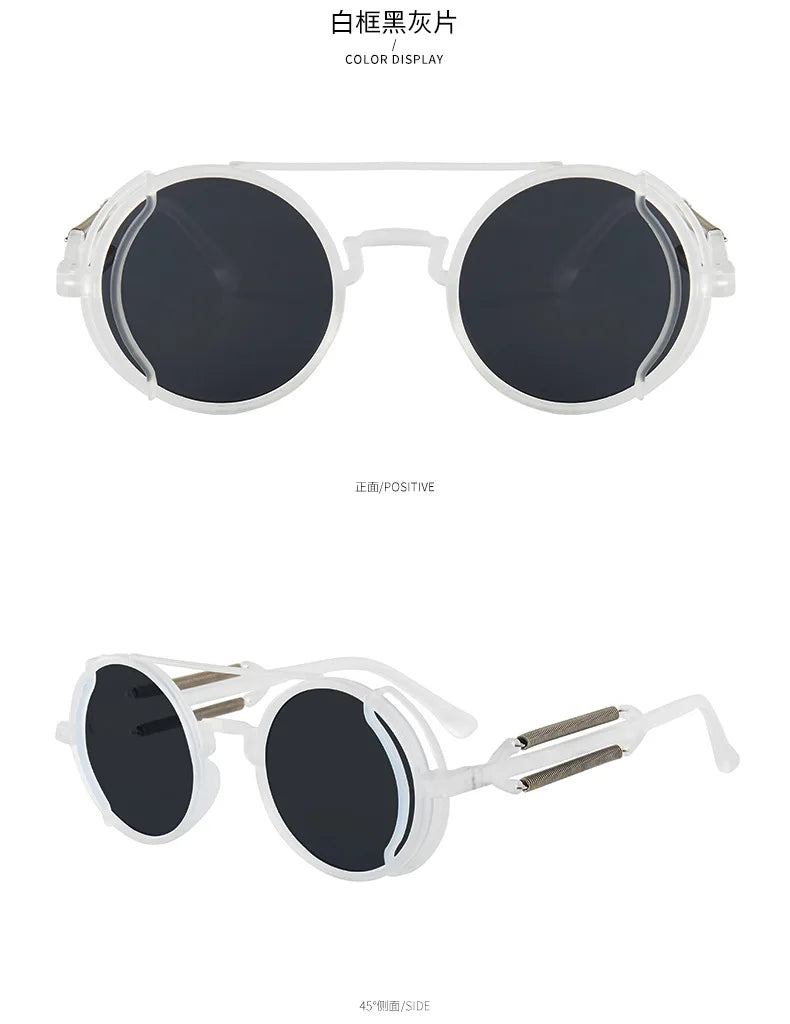 Steampunk Round Sunglasses – Classic Gothic Design – Elegant Men's Accessory | Accessorio Uomo Elegante