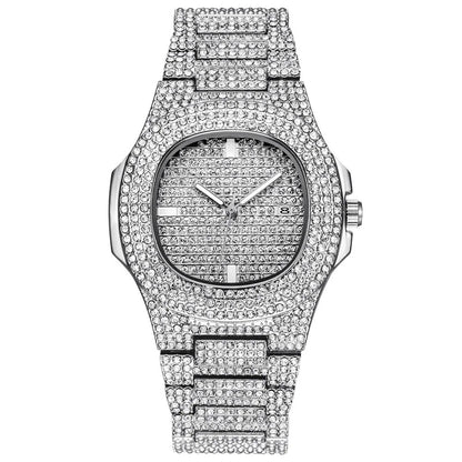 Eternal Glow – Unisex Crystal-Accented Stainless Steel Watch – Elegant Men's Accessory | Accessorio Uomo Elegante