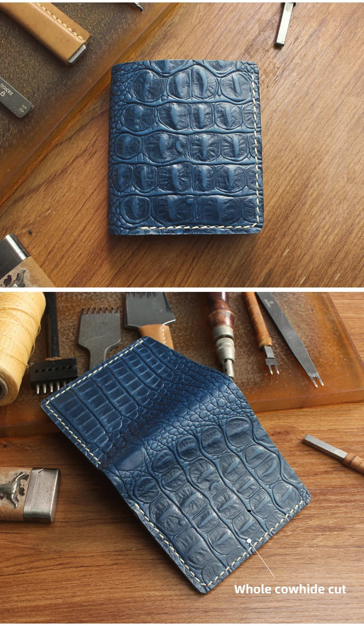 DRAVEN — Handmade Genuine Leather Bifold Wallet Unisex Short Card Holder