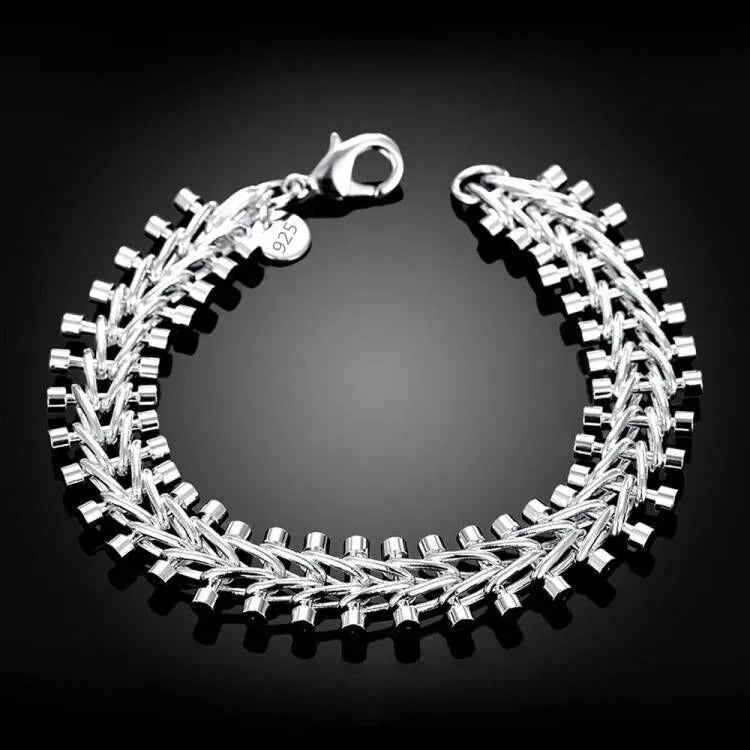 DRAVEN — 1.3CM Fishbone Sterling Silver Bracelet