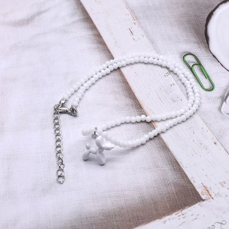 DRAVEN — Natural Pearl & Crystal Beaded Necklace – Handmade Short Chain Jewelry for Women