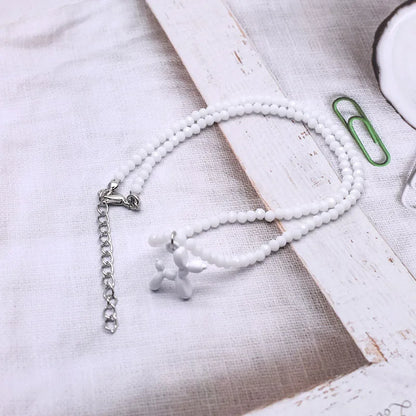 Natural Pearl & Crystal Beaded Necklace – Handmade Short Chain Jewelry for Women