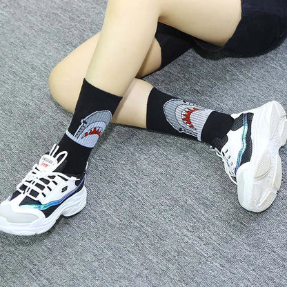 Shark Print Crew Socks