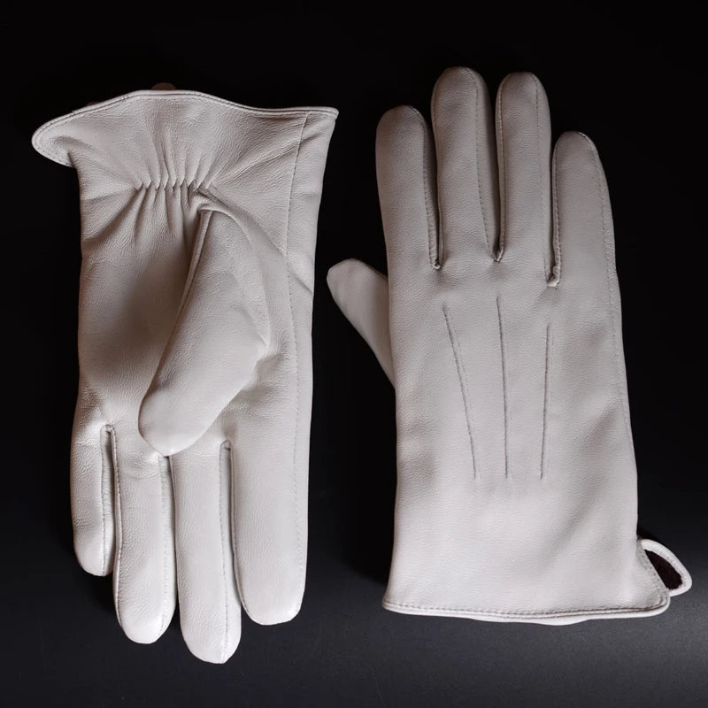 DRAVEN — White Leather Gloves – Men’s Elegant Performance Style