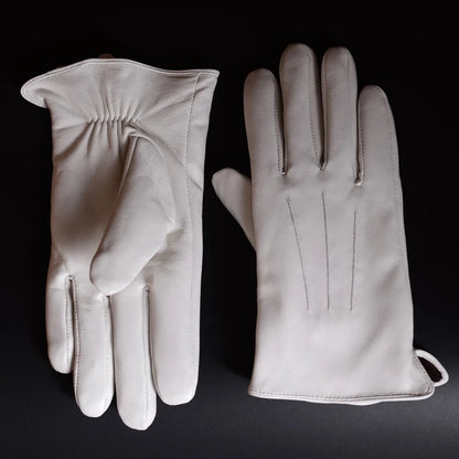 White Leather Gloves – Men’s Elegant Performance Style
