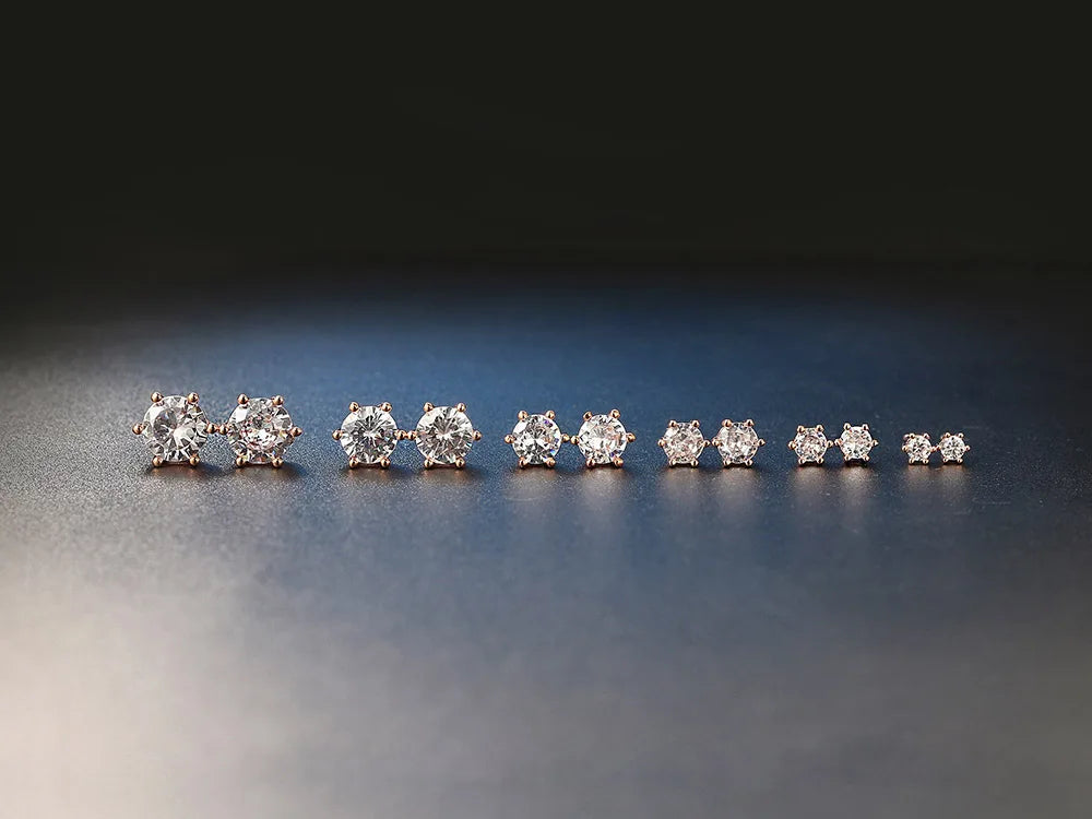 DRAVEN — Clear Zircon Six Claw Stud Earrings