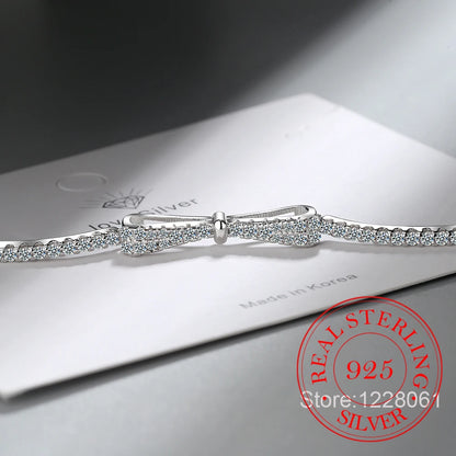 925 Sterling Silver Bowknot Tennis Bracelet – Elegant Men's Accessory | Accessorio Uomo Elegante