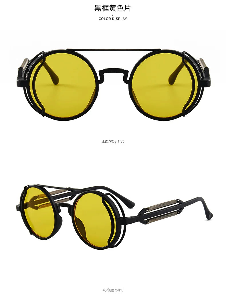 DRAVEN — Steampunk Round Sunglasses – Classic Gothic Design