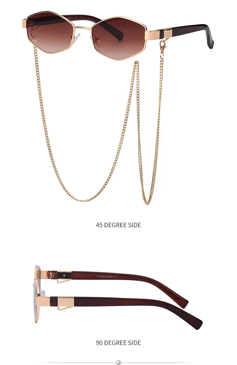 DRAVEN — Hexagon Sunglasses with Chain – Luxury Punk Design