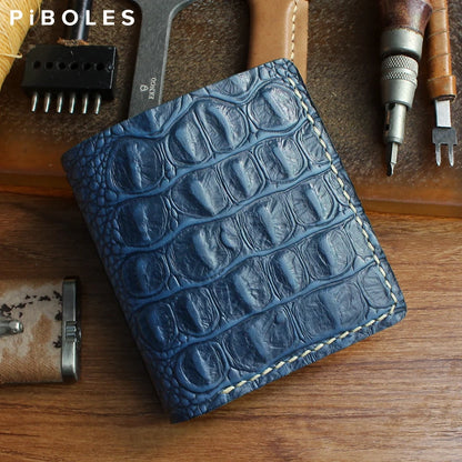 Handmade Genuine Leather Bifold Wallet Unisex Short Card Holder – Elegant Men's Accessory | Accessorio Uomo Elegante