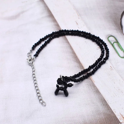 Natural Pearl & Crystal Beaded Necklace – Handmade Short Chain Jewelry for Women