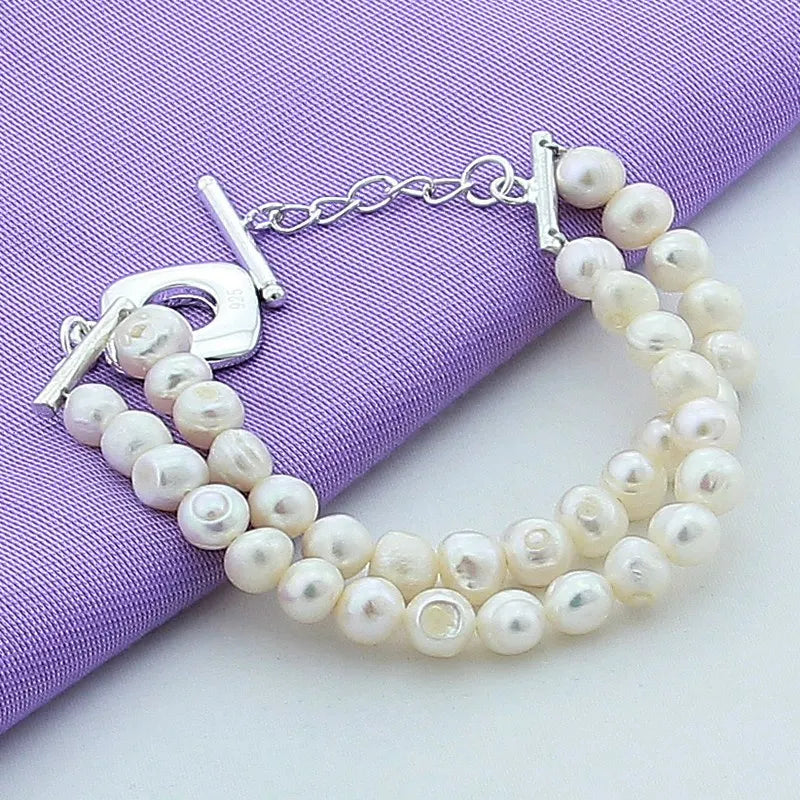 DRAVEN — 925 Silver Freshwater Pearl Bracelet