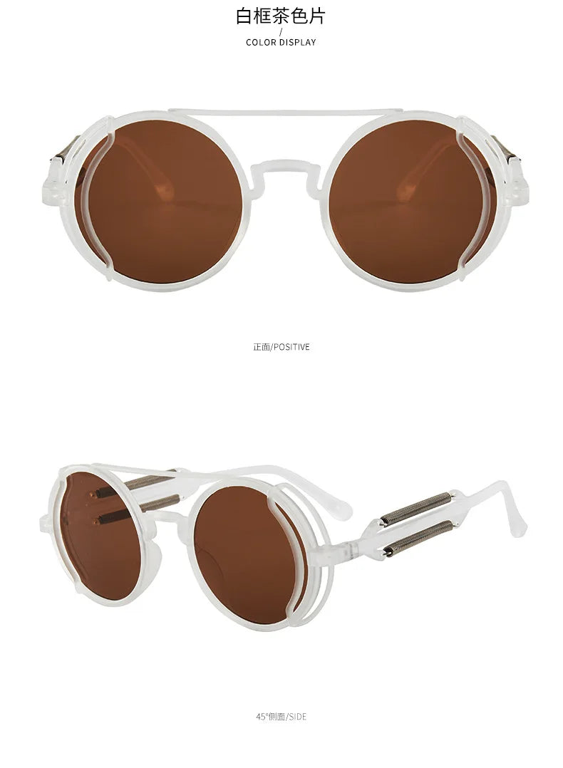 DRAVEN — Steampunk Round Sunglasses – Classic Gothic Design