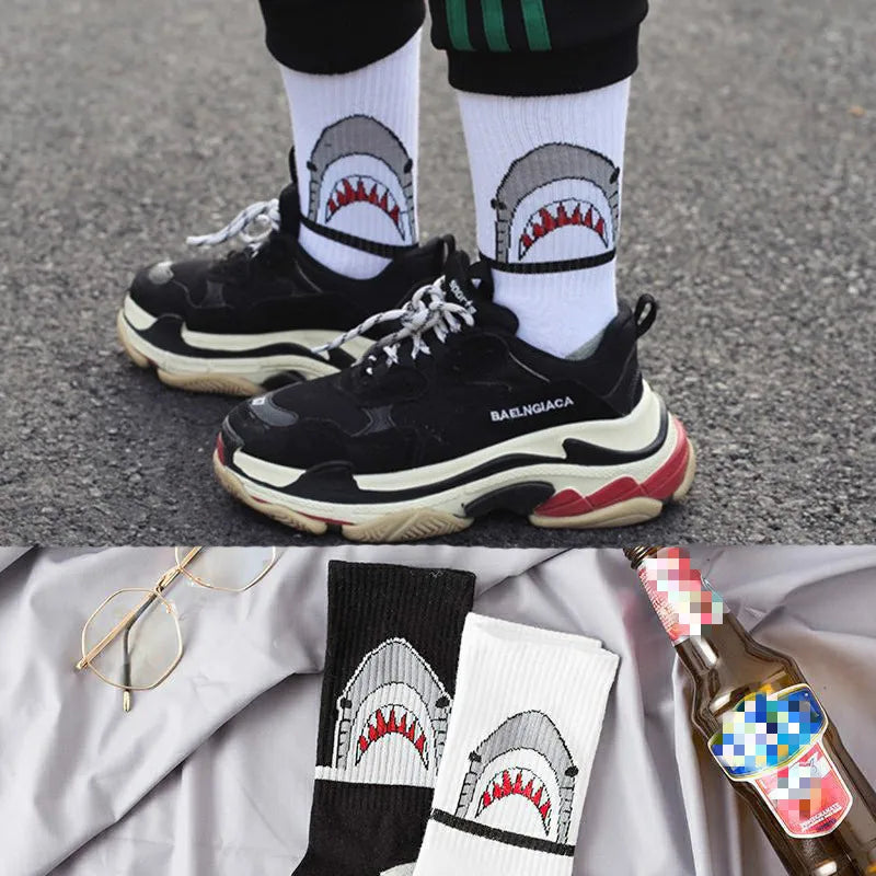 DRAVEN — Shark Print Crew Socks