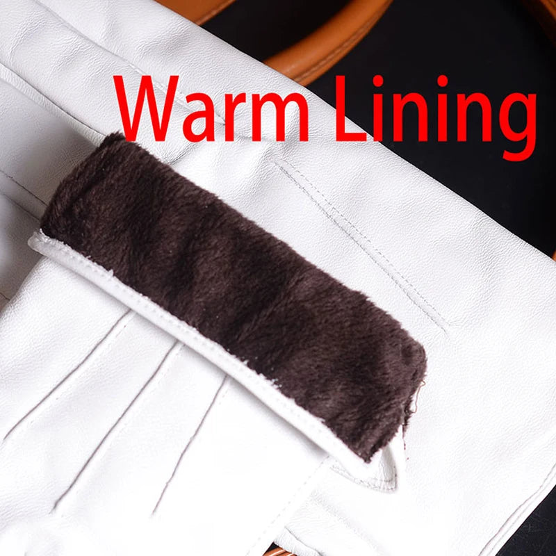 DRAVEN — White Leather Gloves – Men’s Elegant Performance Style