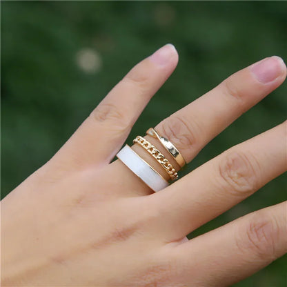 Bohemian White Enamel Ring Set – Elegant Men's Accessory | Accessorio Uomo Elegante