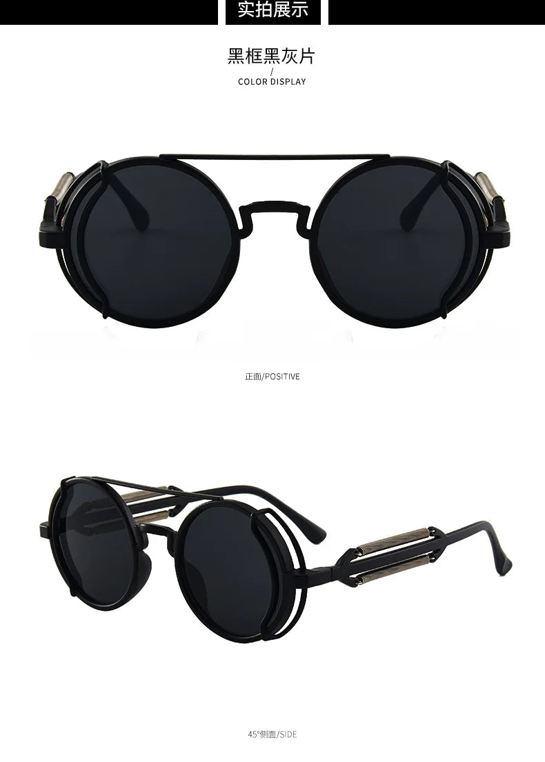 DRAVEN — Steampunk Round Sunglasses – Classic Gothic Design