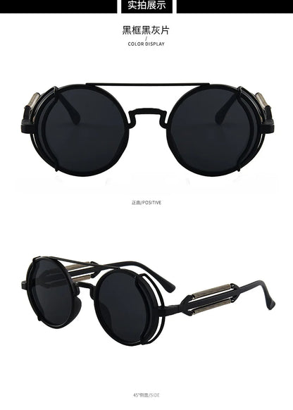 Steampunk Round Sunglasses – Classic Gothic Design – Elegant Men's Accessory | Accessorio Uomo Elegante