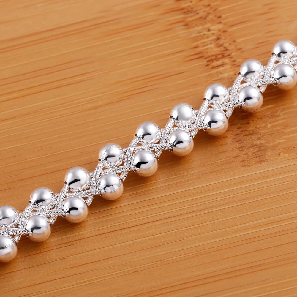 Braided Silver Beads Bracelet – Elegant Men's Accessory | Accessorio Uomo Elegante