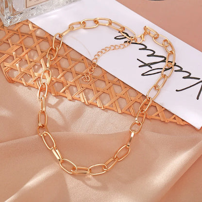 Simple Metal Link Chain Necklace – Short Fashion Choker for Women