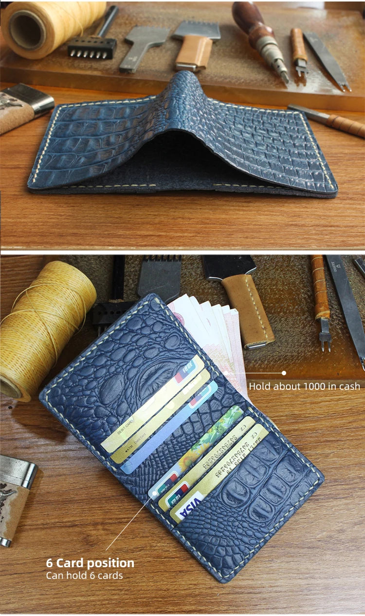 DRAVEN — Handmade Genuine Leather Bifold Wallet Unisex Short Card Holder