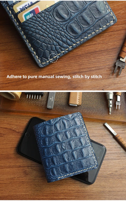 Handmade Genuine Leather Bifold Wallet Unisex Short Card Holder – Elegant Men's Accessory | Accessorio Uomo Elegante