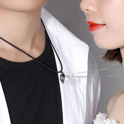 Magnetic Heart Couple Necklace – Gothic Punk Jewelry for Men and Women