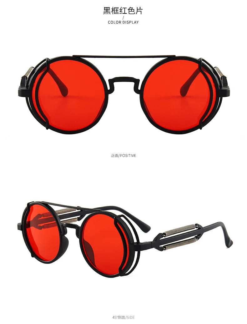 DRAVEN — Steampunk Round Sunglasses – Classic Gothic Design