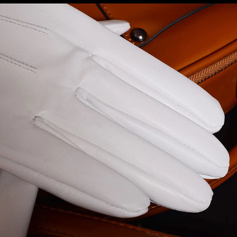 DRAVEN — White Leather Gloves – Men’s Elegant Performance Style