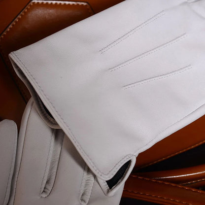 White Leather Gloves – Men’s Elegant Performance Style