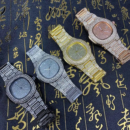 Eternal Glow – Unisex Crystal-Accented Stainless Steel Watch – Elegant Men's Accessory | Accessorio Uomo Elegante