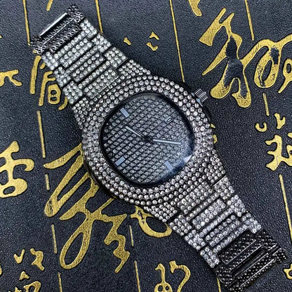 Eternal Glow – Unisex Crystal-Accented Stainless Steel Watch – Elegant Men's Accessory | Accessorio Uomo Elegante