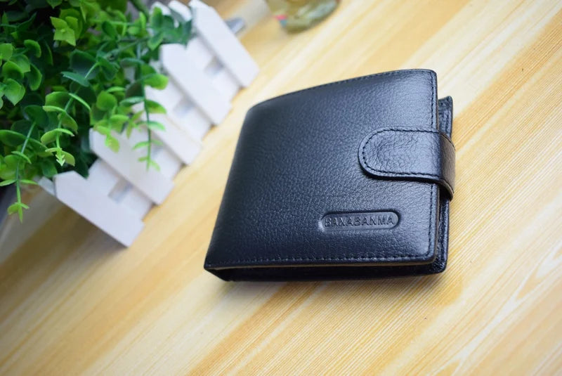DRAVEN — Genuine Leather Short Wallet Men Hasp Design