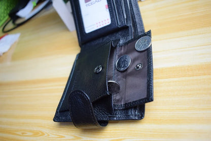 Genuine Leather Short Wallet Men Hasp Design – Elegant Men's Accessory | Accessorio Uomo Elegante