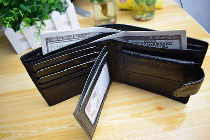 Genuine Leather Short Wallet Men Hasp Design – Elegant Men's Accessory | Accessorio Uomo Elegante