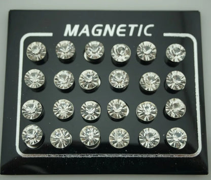 Round Crystal Magnetic Earring Set – Elegant Men's Accessory | Accessorio Uomo Elegante