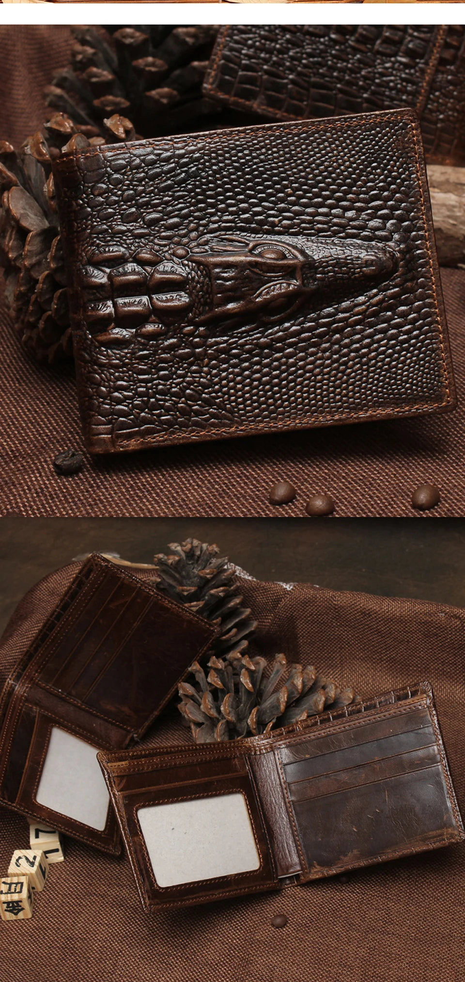 Genuine Leather Bifold Wallet Men Cowskin Luxury Design – Elegant Men's Accessory | Accessorio Uomo Elegante