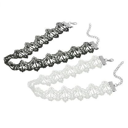 Black & White Lace Choker – Elegant Statement Necklace for Women