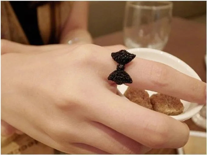 DRAVEN — Black Rose Adjustable Flower Ring