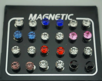 Round Crystal Magnetic Earring Set – Elegant Men's Accessory | Accessorio Uomo Elegante