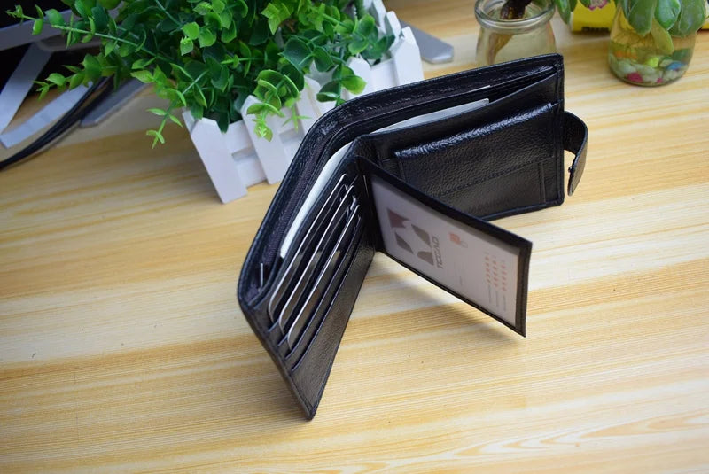 Genuine Leather Short Wallet Men Hasp Design – Elegant Men's Accessory | Accessorio Uomo Elegante