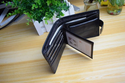 Genuine Leather Short Wallet Men Hasp Design – Elegant Men's Accessory | Accessorio Uomo Elegante