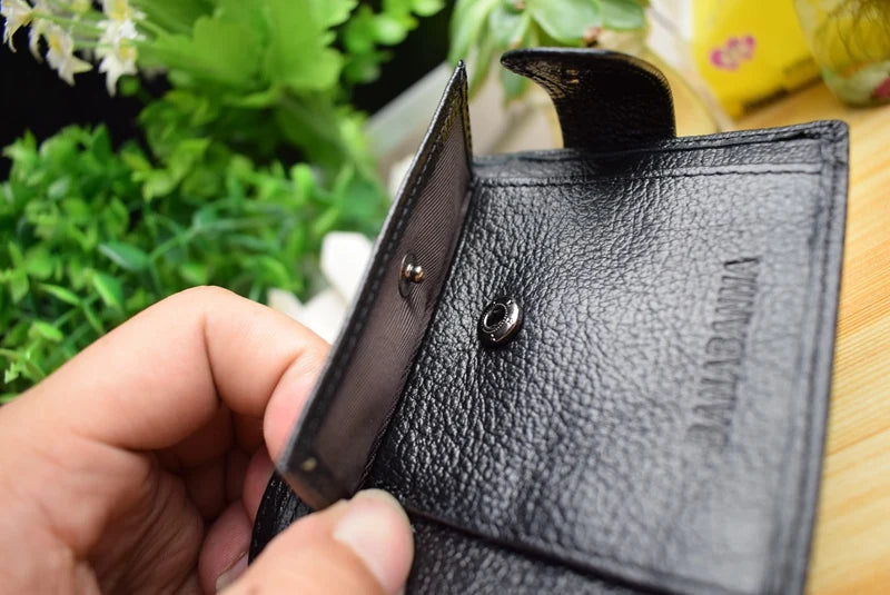 DRAVEN — Genuine Leather Short Wallet Men Hasp Design