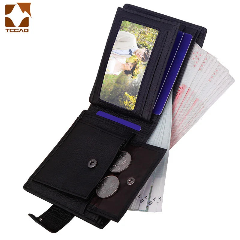 Genuine Leather Short Wallet Men Hasp Design – Elegant Men's Accessory | Accessorio Uomo Elegante