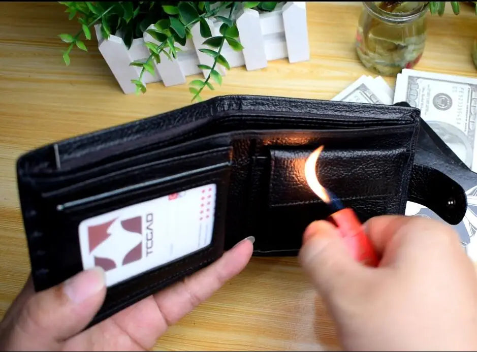 DRAVEN — Genuine Leather Short Wallet Men Hasp Design