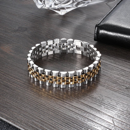 Gold Stainless Steel Wristband Bracelet – Elegant Men's Accessory | Accessorio Uomo Elegante