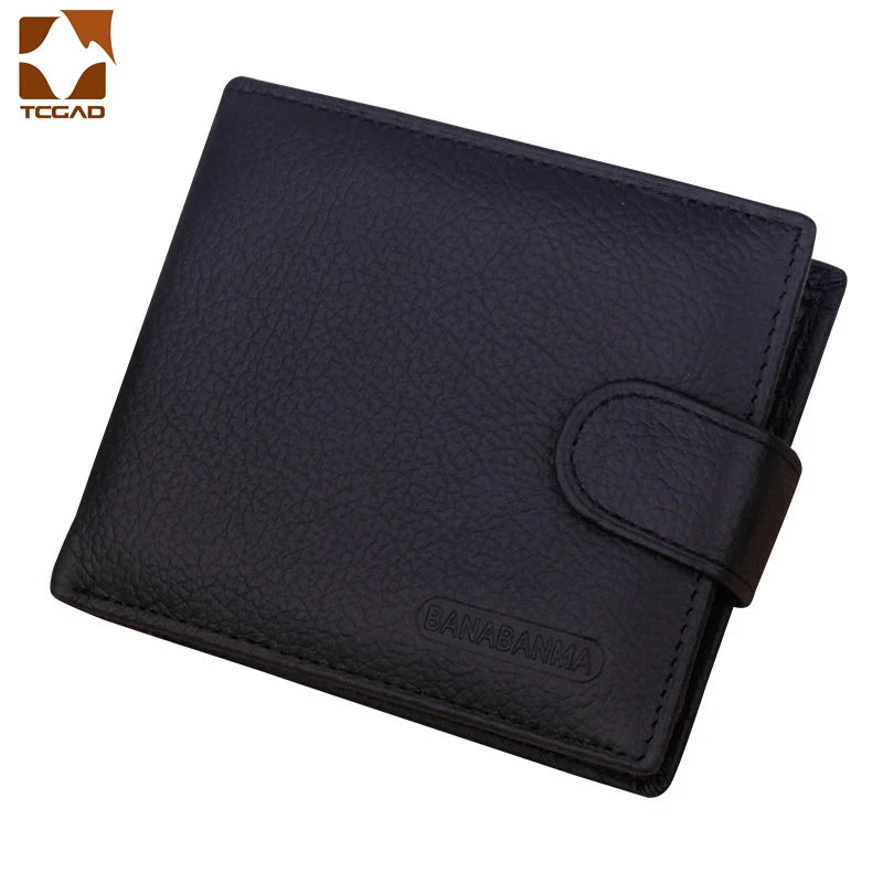 Genuine Leather Short Wallet Men Hasp Design – Elegant Men's Accessory | Accessorio Uomo Elegante