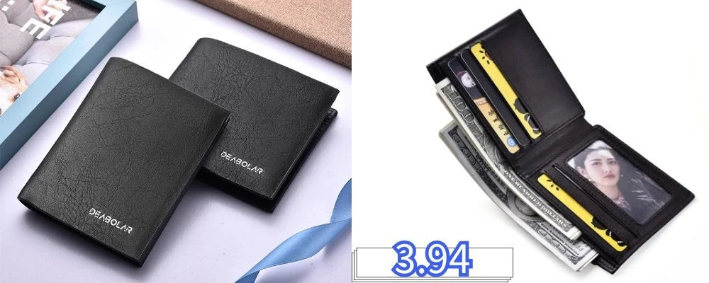 DRAVEN — Genuine Leather Short Wallet Men Hasp Design