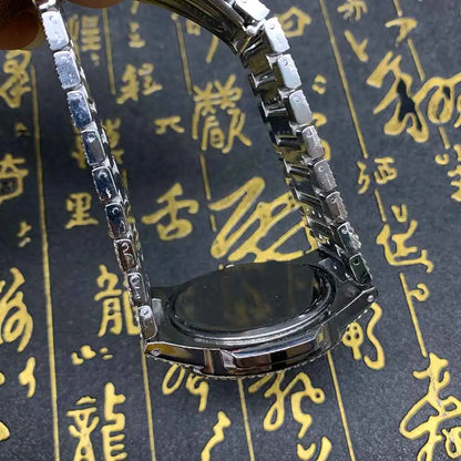 Eternal Glow – Unisex Crystal-Accented Stainless Steel Watch – Elegant Men's Accessory | Accessorio Uomo Elegante